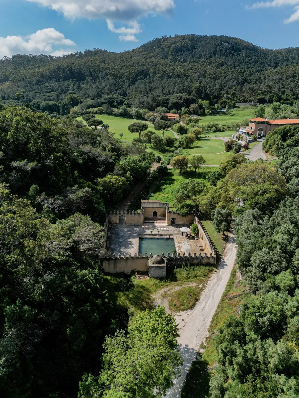Aerial view of a luxury wedding venue in Portugal